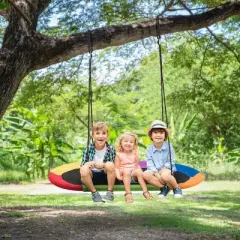 Costway 60'' Saucer Tree Swing Surf Outdoor Adjustable Kids Giant Oval Platform Swing Set Colorful/Blue/Green/Purple