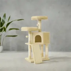 45.3-Inch Cat Tree Cat Tower for Indoor Cats with Scratching Post, Ramp, Perch, Spacious Cat Cave