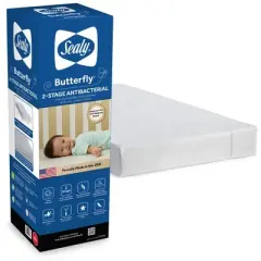 Sealy Butterfly Antibacterial 2-Stage Foam Crib and Toddler Mattress