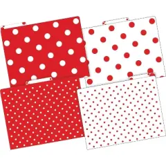 Barker Creek Red and White Dot 14pt Letter-Size File Folders Multi-Design Set 24 per Set: Paper, Top Tab, 50 Sheet Capacity