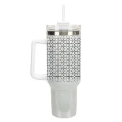 Elanze Designs Modern Diamond Geometric Pattern 40 oz. Stainless Steel, Large Water Bottle Coffee Mug, Spill & Leak Resistant, Thermal Travel Tumbler