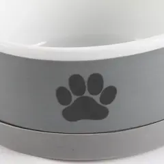 Bone Dry Pet Bowl - Black Paw Print Gray - Large 7.5Dx2.4H Set/2