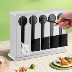 YIYIBYUS Utensil Dispenser, 5 Compartment Stainless Steel Cutlery Organizer, Forks Spoons Dispenser