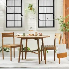 Slat Wood Outdoor Round Dining Table - Natural - Hearth & Hand&trade; with Magnolia