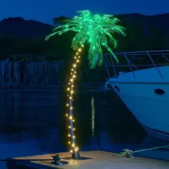 LIGHTSHARE Electric Lighted Palm Tree LED Outdoor Light Stakes Green