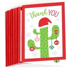 Big Dot of Happiness Merry Cactus - Christmas Cactus Party Thank You Cards (8 Count)