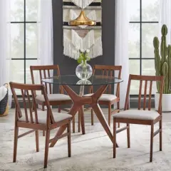 Trita Round Dining Table Walnut - Lifestorey