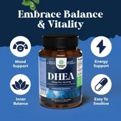 Pure DHEA 25mg for Women & Men, DHEA Supplement for Mood Energy & Immune Support, Hormone Balance Supplement, Nature's Craft, 60ct