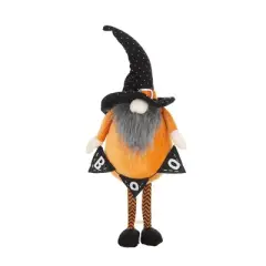 Gulches Set of 2 6.3x4.3x16" Fabric Standing Orange Gnome, Halloween Decor with Banner