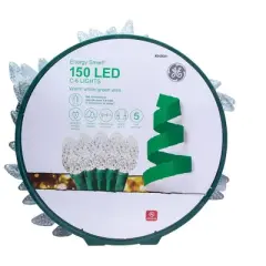GE Energy Smart 150 LED C-6 Faceted Warm White Lights with Green Wire 49.6-FT