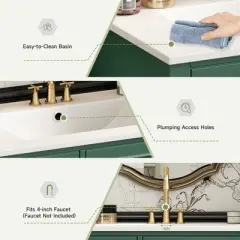 Mshliw 30" Bathroom Vanity with Sink, Modern Freestanding Storage Cabinet with 2 Drawers, Soft Closing Door, Solid Wood Frame and Ceramic Basin