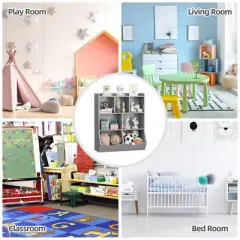 Kids Bookshelf and Toy Storage, 3-Tier Wooden Toy Storage Unit with Shelves and Compartments, Freestanding Kids Bookcase for Playroom, Bedroom