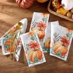 Pumpkin Harvest Vine Napkins, Set of 4  - Multicolor - 17x17 - Elrene Home Fashions