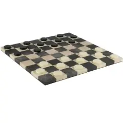WorldWise Imports Checker Set - Urea Checkers on a Black and Cream Leatherette Board