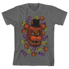 Five Nights At Freddy's Big Freddy Face Boy's Gray T-shirt