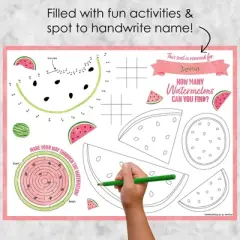 Big Dot of Happiness Sweet Watermelon - Paper Birthday Party Coloring Sheets - Activity Placemats - Set of 16