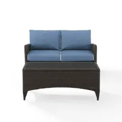 Kiawah 2pc Wicker Patio Seating Set - Blue - Crosley