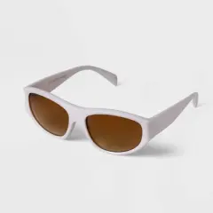 Women's Plastic Angular Wrap Triangle Sunglasses - A New Day&trade; Ivory