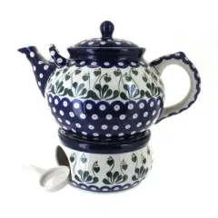 Blue Rose Polish Pottery 444-63 Ceramika Large Teapot & Warmer