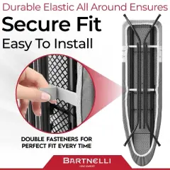 Bartnelli Patented 54"x15" Ironing Board Cover, Scorch-Resistant, Park & Turbo Zone, Gray