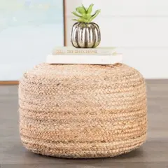 18" Round Jute Knitted Pouf Ottoman Taupe/Tan - Jaipur Living