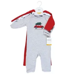 Hudson Baby Unisex Baby Cotton Coveralls, Christmas Scene