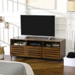 HOMCOM TV Cabinet Stand for TVs up to 65", Entertainment Center with Drawer, Doors, and Storage Shelves for Living Room, Bedroom