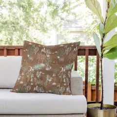 26"x26" Deny Designs D'Annick Cactus Landscape Outdoor Throw Pillow: UV Protected, Mildew Resistant