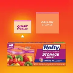 Hefty Quart Stand and Fill Food Storage Bags - 48ct