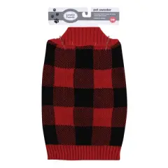 Luvable Friends Dogs and Cats Knit Pet Sweater, Buffalo Plaid