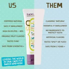 Jack N' Jill Natural Certified Toothpaste BlackCurrant | Free Training Toothpaste For Toddlers | Toothpaste For Baby, Kids - 1.76 oz (PACK OF 2)