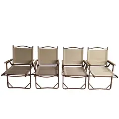 Kumasinova 4-Pack 20"/16" Folding Chair with Armrests,Portable Camping Chairs Lightweight Set,Outdoor Chairs for Beach,Picnics&Travel,Natural