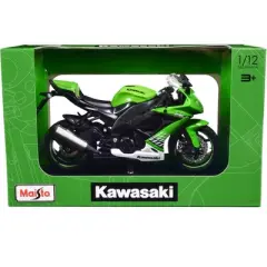 2010 Kawasaki Ninja ZX-10R Green with Plastic Display Stand 1/12 Diecast Motorcycle Model by Maisto