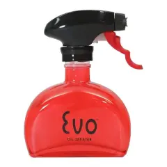 Evo Glass Non-Aerosol Oil Sprayer Bottle for Cooking Oils (3-Pack, 6oz, Red)