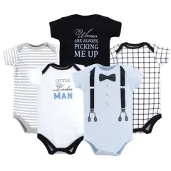 Little Treasure Baby Boy Cotton Bodysuits 5pk, Ladies Man