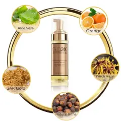 GLO24K Exfoliating & Foaming Facial Cleanser with 24k Gold, Witch Hazel & Aloe Vera -MADE IN THE USA