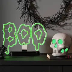 9.25" Lit Neon Slimey Boo Halloween Decorative Prop Neon Green - Hyde and EEK! Boutique&trade;
