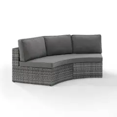 Catalina Wicker Round Sectional Sofa - Gray - Crosley