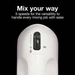 Proctor Silex 5 Speed Hand Mixer - White: Kitchen Mixer, Handheld, Dishwasher-Safe Parts, 120W, Plastic, 1 Year Warranty