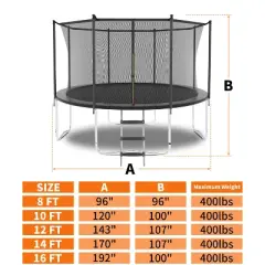 DSVIMOY Trampoline, Kids&Adults Trampoline with Heighten Net, Indoor Outdoor Recreational Trampoline, Gray, 96"*96"*96"