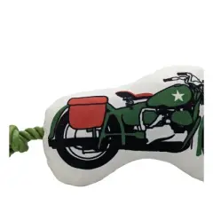 American Pet Supplies 6.5-Inch Retro Army Motorcycle Plush Dog and Puppy Toy