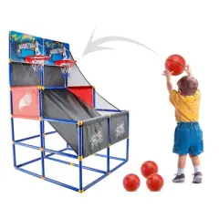 Topteng 2 Player Arcade Dual Basketball Hoop Shot Game with 3 Basketballs and Air Pump