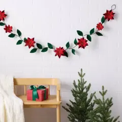 Christmas Fabric Poinsettia Garland Decor - Wondershop&trade;