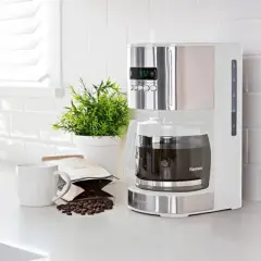 Kenmore 12 Cup Aroma Control Programmable Coffee Maker - White/Stainless: Drip Coffee Pot, Automatic Shut-Off, Dishwasher-Safe