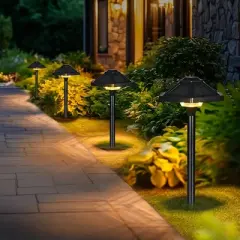 Gigalumi Aluminum Alloy Solar LED  Landscape Light, Waterproof Warm White Pathway Light, 2-Pack