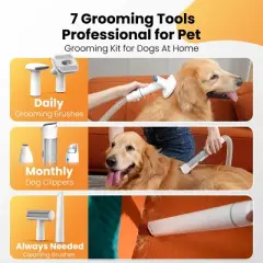 Oneisall BM3 Pet Grooming Vacuum Kits- 13000Pa, 3L Dust Cup, 7 Tools w/ Clippers & Brush, 3 Suction Levels, for Dogs&Cats