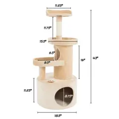 Pet Adobe Cat 4-Tier Kitty Condo and Scratching Post