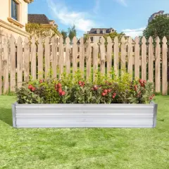 LuxenHome 6Ft x 3Ft Rectangular Galvanized Steel Raised Garden Bed Planter