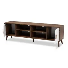 Quinn 2 Door Wood TV Stand for TVs up to 75" Walnut/White - Baxton Studio