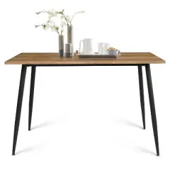 Charls 47'' Rectangle  Dining Table With Black Metal 4 Point/Leg -The Pop Maison